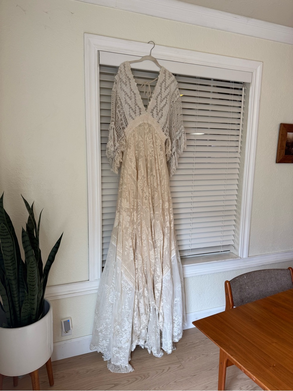 Reclamations Lace Maxi Dress in Cream